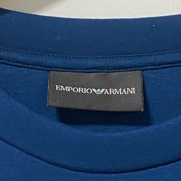Emporio Armani Blue Logo Jumper Size M — Men’s Lightweight Knit - Picture 7 of 11
